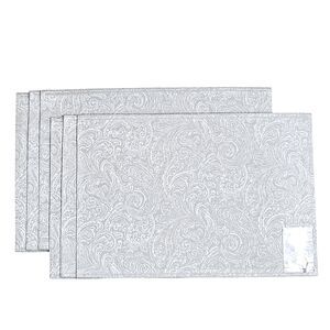 Waterford Linens Chelbea Silver Platinum 6 Piece Placemat Size 13x19 Jacquard